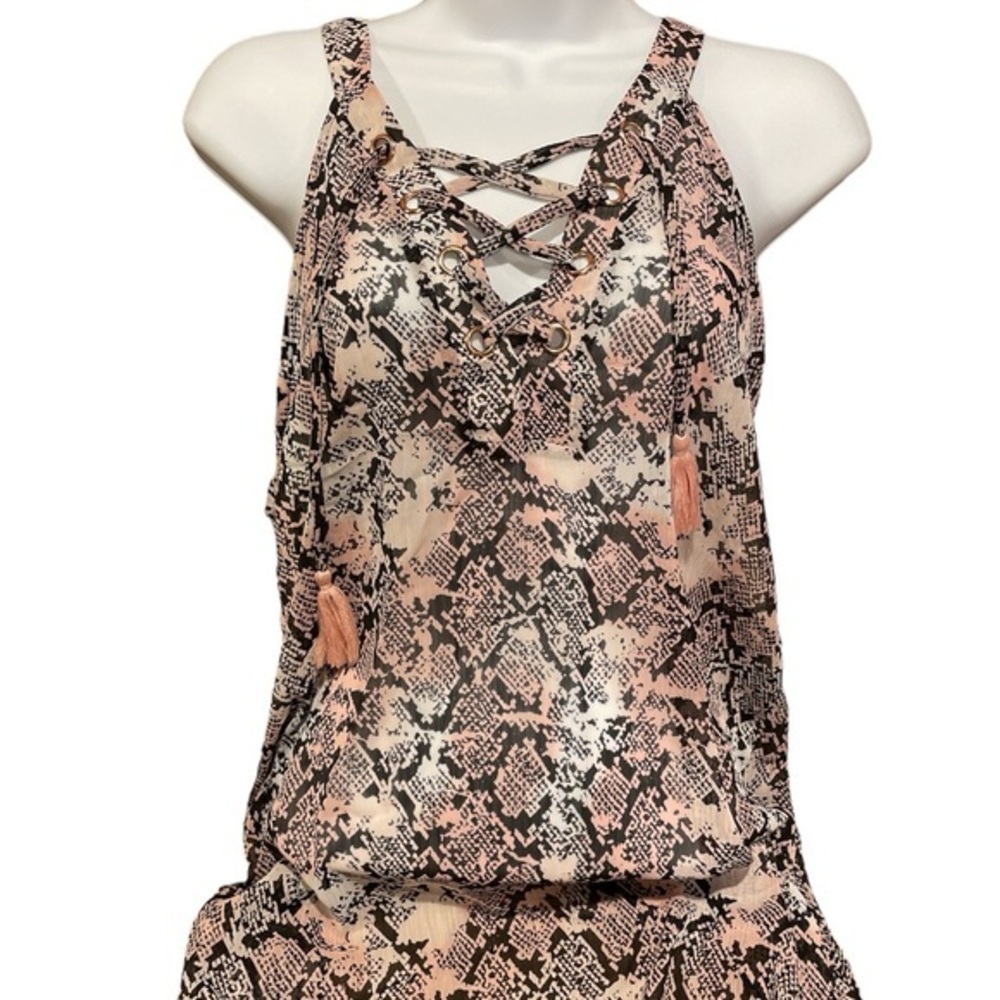 Miken Swim Sleeveless Snakeskin Gray & Black Cover Up Size Xs